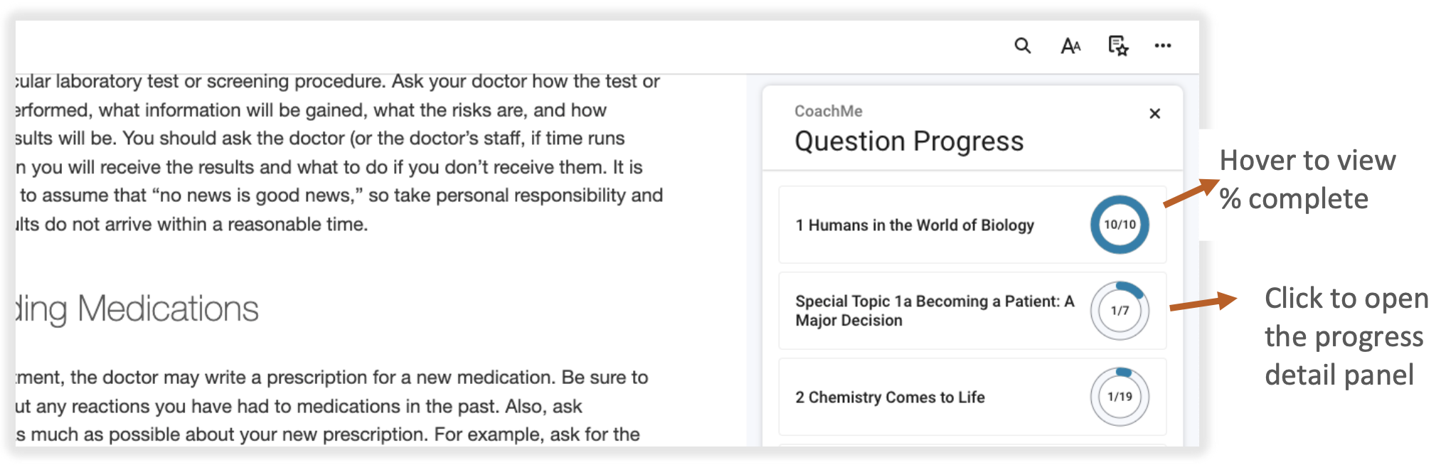 Coach Me Questions progress diagram