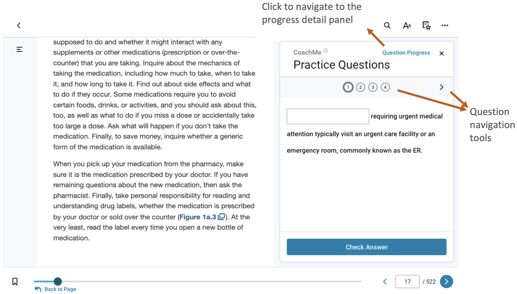 Coach Me Questions navigation bar