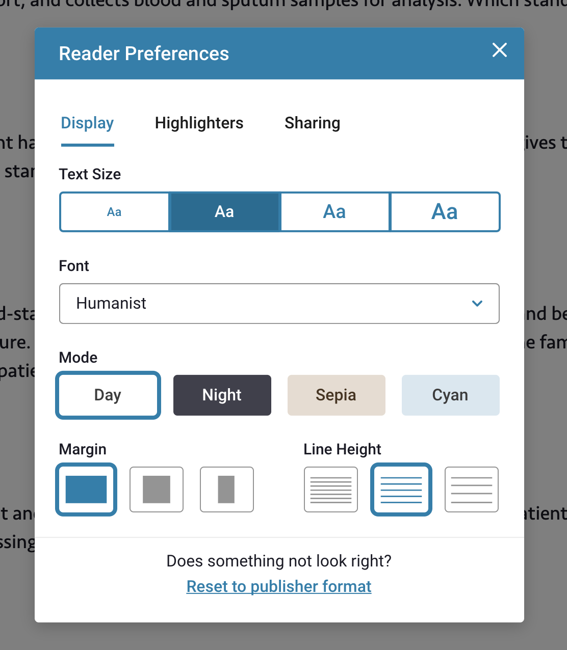Reader preferences reflowable example