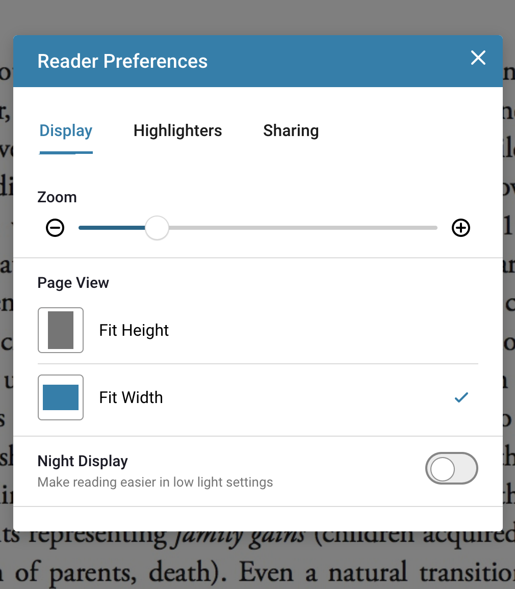 Reader preferences Fixed example