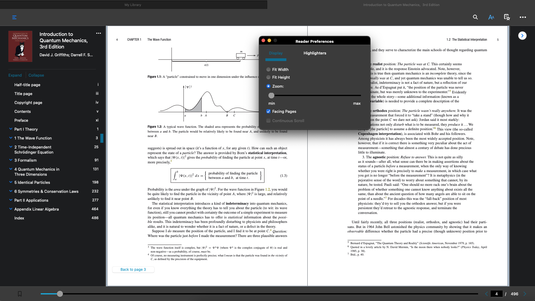 read your etextbook in facing pages screen