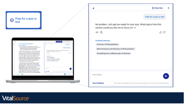 Whether a quiz is coming up or they just want to check understanding, students can ask Bookshelf+ to generate a study guide based on the current section. It’s targeted prep, tied to the reading, and helps them focus where it counts.